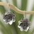 Jade flower earrings, 'Night Lily' - Guatemala Black Jade Flower Earrings thumbail