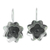 Jade flower earrings, 'Night Lily' - Guatemala Black Jade Flower Earrings (image 2a) thumbail