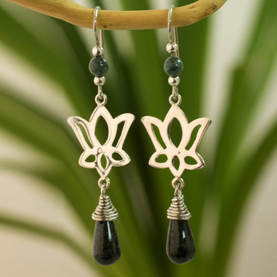 Jade flower earrings, Lotus Shadow