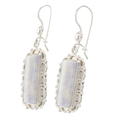 Lilac jade flower earrings, 'Zinnia Wonder' - Lilac Jade and Sterling Silver Handcrafted Earrings