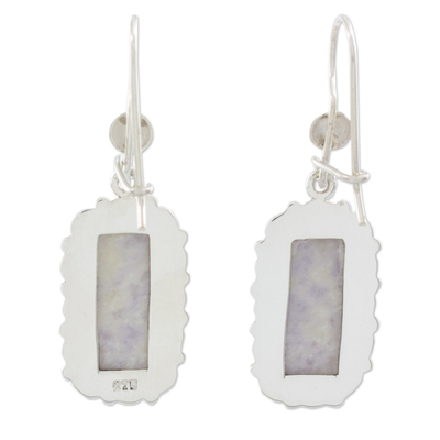 Lilac jade flower earrings, 'Zinnia Wonder' - Lilac Jade and Sterling Silver Handcrafted Earrings