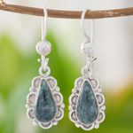 Jade flower earrings, 'Blossoming Dew' - Guatemalan Hand Crafted Light Green Jade Dangle Earrings