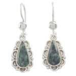 Jade flower earrings, 'Blossoming Dew' - Guatemalan Hand Crafted Light Green Jade Dangle Earrings