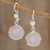 Jade flower dangle earrings, 'Lilac Dahlias' - Guatemalan Hand Crafted Lilac Jade Dangle Earrings thumbail