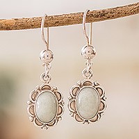 Jade flower dangle earrings, 'Apple Princess of the Forest' - Natural Jade Dangle Earrings 