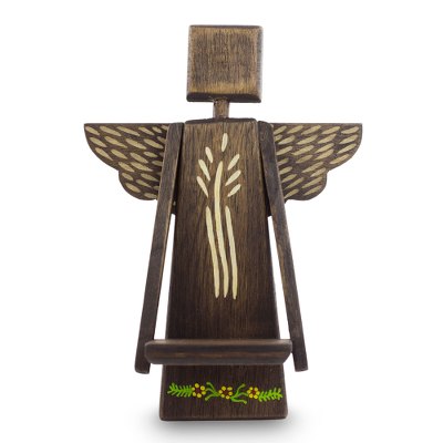 Wood wall sculpture, 'Angel Blessings' - Angel Wall Sculpture