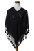 Cotton poncho, 'Ebony Elegance' - Black Handwoven Cotton Poncho from Guatemala (image 2d) thumbail