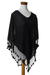 Cotton poncho, 'Ebony Elegance' - Black Handwoven Cotton Poncho from Guatemala (image 2e) thumbail
