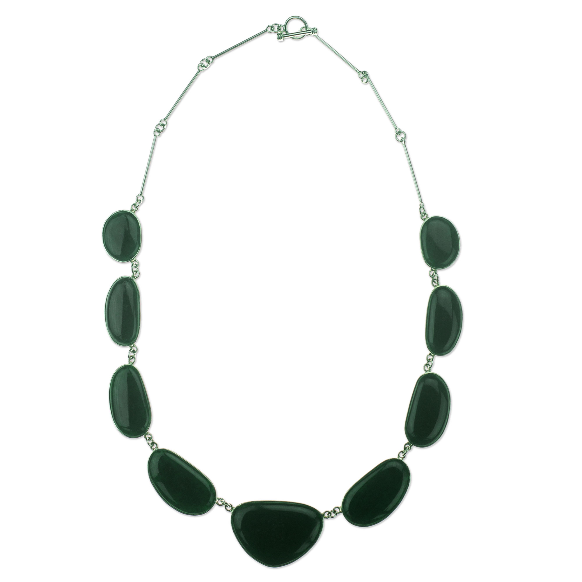 Dark Green Jade Necklace Hand Made in Sterling Silver - Night Green B ...