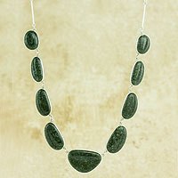 Jade pendant necklace, 'Dark Green B'olom'