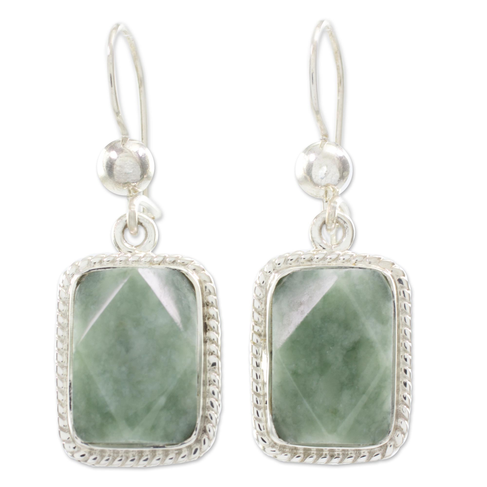 Guatemala Artisan Crafted Jade and Sterling Silver Earrings - Green ...