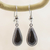 Jade dangle earrings, 'Black Tear' - Artisan Crafted Sterling Silver Black Jade Dangle Earrings (image 2) thumbail