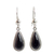 Jade dangle earrings, 'Black Tear' - Artisan Crafted Sterling Silver Black Jade Dangle Earrings thumbail