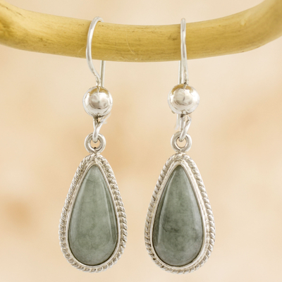 Jade dangle earrings, Mint Tear