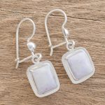 Jade dangle earrings, 'Maya Lilac' - Fair Trade Lilac Jade and Silver Modern Earrings