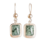 Jade dangle earrings, 'Modern Maya' - Fair Trade Modern Green Jade and Silver Earrings