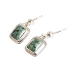 Jade dangle earrings, 'Modern Maya' - Fair Trade Modern Green Jade and Silver Earrings