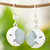 Jade dangle earrings, 'Cool Crescent Moon' - Light Green Jade Moon Eclipse Handcrafted Earrings (image 2) thumbail