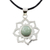 Jade pendant necklace, 'Apple Blossom' - Handmade Green Jade and Silver Necklace with Cotton Cord