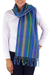 Cotton scarf, 'Valley of Lavender' - Hand Woven Cotton Scarf in Blues and Lilacs from Guatemala (image 2b) thumbail