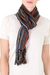 Cotton scarf, 'Valley at Night' - Guatemalan Hand Woven Cotton Scarf from Guatemala