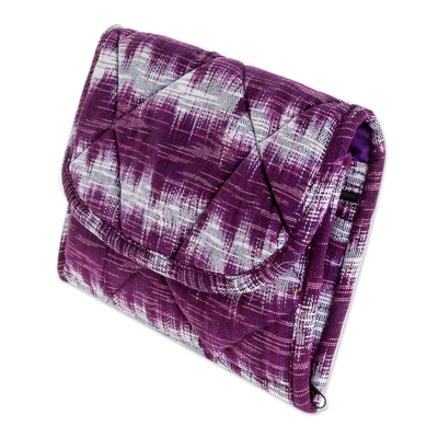 Cotton wristlet bag, 'Amethyst Twilight' - Purple Cotton Hand Woven Multi Pocket Wristlet Bag