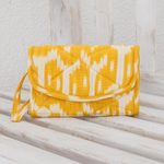 Cotton wristlet bag, 'Maya Sunlight' - Hand Woven Central American Yellow Cotton Wristlet Bag