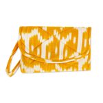 Cotton wristlet bag, 'Maya Sunlight' - Hand Woven Central American Yellow Cotton Wristlet Bag