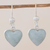 Jade heart earrings, 'Innocent Heart' - Sterling Silver Heart Earrings with Light Green Jade thumbail