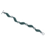 Jade link bracelet, 'Leaves in the Breeze' - Handmade Sterling Silver Bracelet with Green Maya Jade