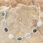 Jade pendant necklace, 'Colorful Dahlias' - Guatemalan Hand Crafted Multi Color Jade and Silver Necklace