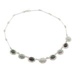 Jade pendant necklace, 'Colorful Dahlias' - Guatemalan Hand Crafted Multi Color Jade and Silver Necklace