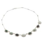 Jade pendant necklace, 'Colorful Dahlias' - Guatemalan Hand Crafted Multi Color Jade and Silver Necklace