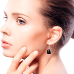Jade dangle earrings, 'Maya Night' - Guatemalan Hand Crafted Sterling Silver Black Jade Earrings