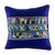 Cotton cushion cover, 'Quiche Birds' - Blue Bird Theme Maya Backstrap Woven Cotton Cushion Cover