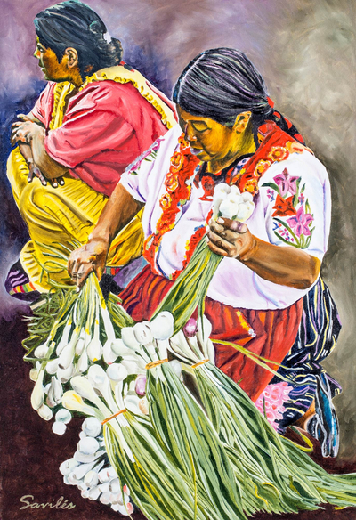 Guatemala Maya Merchants Original Oil on Canvas Portrait