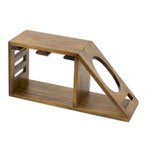 Wood wine bottle and glasses holder, 'Organic Minimalism' - Artisan Crafted Wood Holder for Wine Bottle and Glasses
