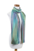 Rayon scarf, 'Iridescent Pastels' - Purple Green Hand Crafted Rayon Scarf (image 2f) thumbail
