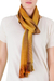 Rayon scarf, 'Iridescent Ocher' - Ocher and Copper Hand Woven Bamboo fibre Scarf (image 2c) thumbail