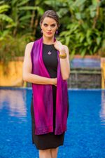 Rayon scarf, 'Iridescent Purple' - Purple Fuchsia Lilac Guatemalan Scarf Rayon