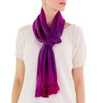 Rayon scarf, 'Iridescent Purple' - Purple Fuchsia Lilac Guatemalan Scarf Rayon