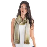Rayon scarf, 'Iridescent Olive' - Grey Olive Green Hand Made Rayon Chenille Scarf