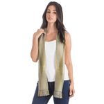 Rayon scarf, 'Iridescent Olive' - Grey Olive Green Hand Made Rayon Chenille Scarf