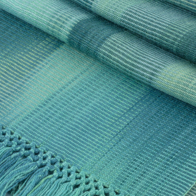 Bufanda de rayón - Bufanda de rayón tejida a mano en verde claro y oscuro