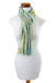 Rayon chenille scarf, 'Aqua Mist' - Maya Backstrap Handwoven Aqua Chenille Scarf (image 2e) thumbail