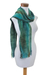 Rayon chenille scarf, 'Precious Teal' - Teal and Blue Backstrap Loom Woven Chenille Scarf (image 2d) thumbail