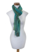 Bufanda de chenilla de rayón - Pañuelo de chenilla y rayón verde azulado y azul