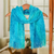 Rayon chenille scarf, 'Radiant Lagoon' - Blue Backstrap Loom Woven Chenille Scarf thumbail