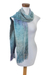 Rayon chenille scarf, 'Enchanted Sky' - Handwoven Mint and Aqua Rayon Chenille Scarf from Guatemala (image 2d) thumbail
