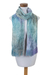 Rayon chenille scarf, 'Enchanted Sky' - Handwoven Mint and Aqua Rayon Chenille Scarf from Guatemala (image 2e) thumbail
